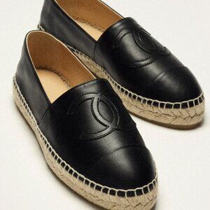 Chanel Black Lambskin Espadrilles Size EU 40